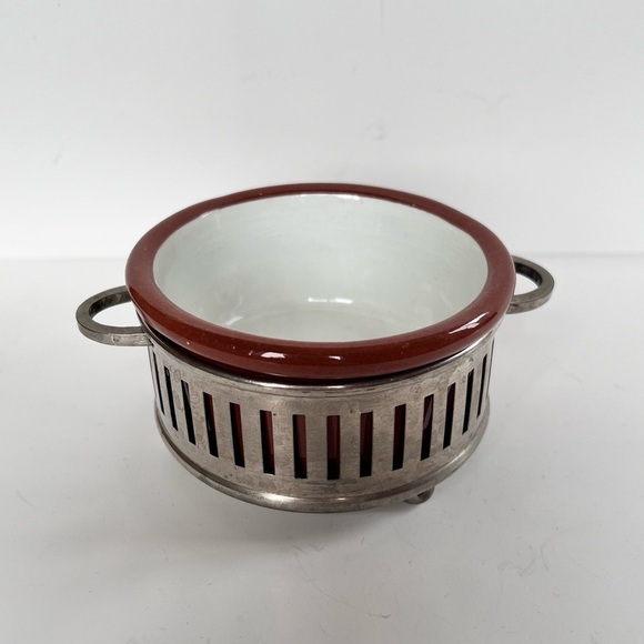 Vintage Guernsey Cooking Ware Custard Cup W/ Silver Holder Klever Kraft - Picture 3 of 8